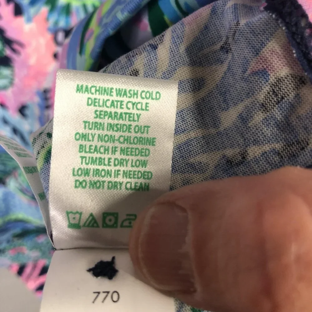 Lilly Pulitzer Dress Womens Medium Multicolor Pima Cotton Sea Life 3/4 Sleeve - Picture 9 of 16